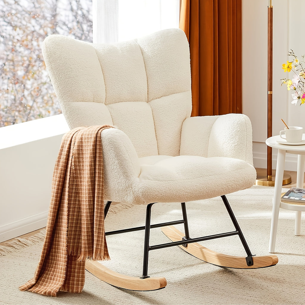 teddy upholstered rocking chair comfy glider rocker high - Temu