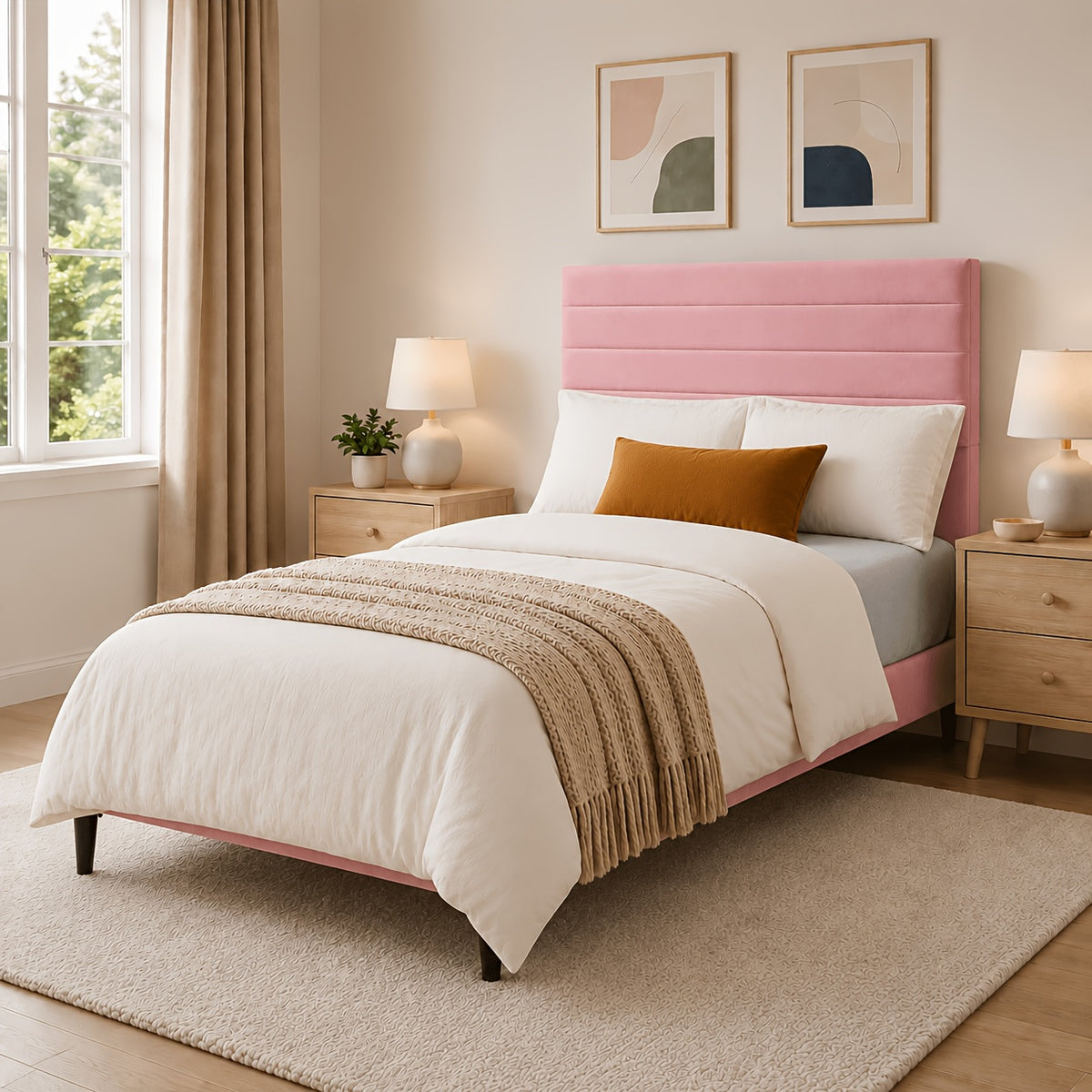 modern horizontal channel tufted upholstered bed frame - Temu