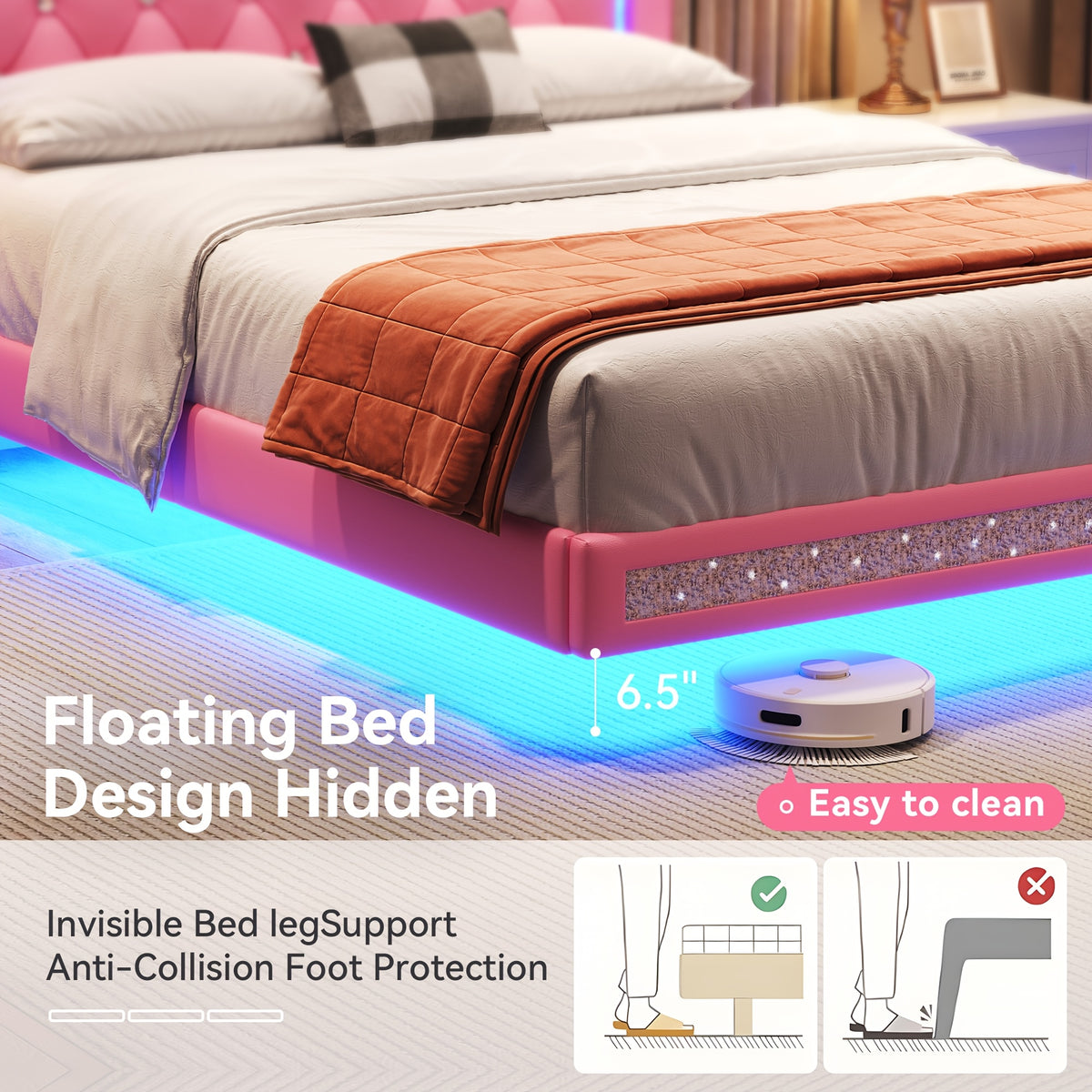 mraeer diamond quilted velvet silent full queen bed frame - Temu