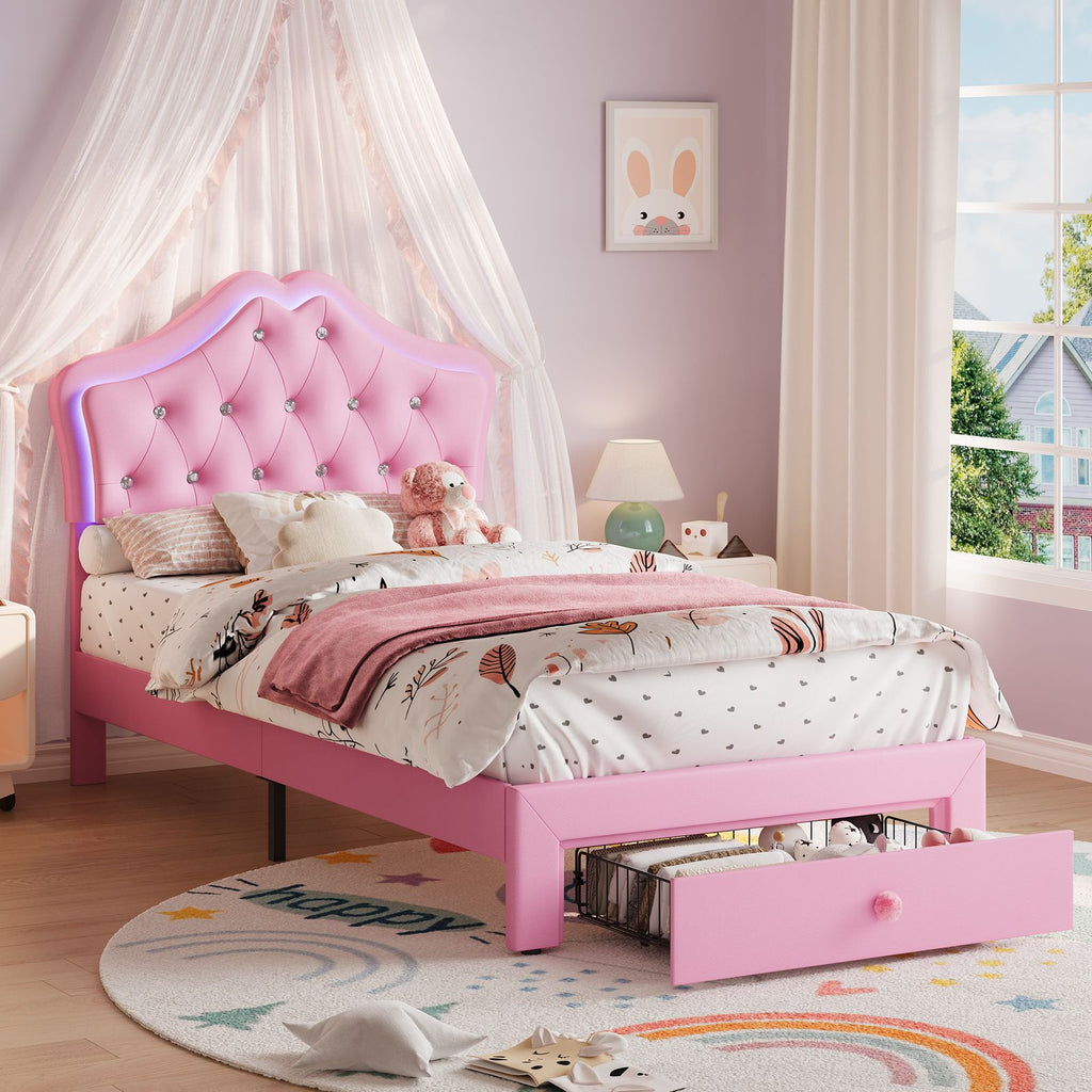 modern twin platform bed frame upholstered crystal button - Temu