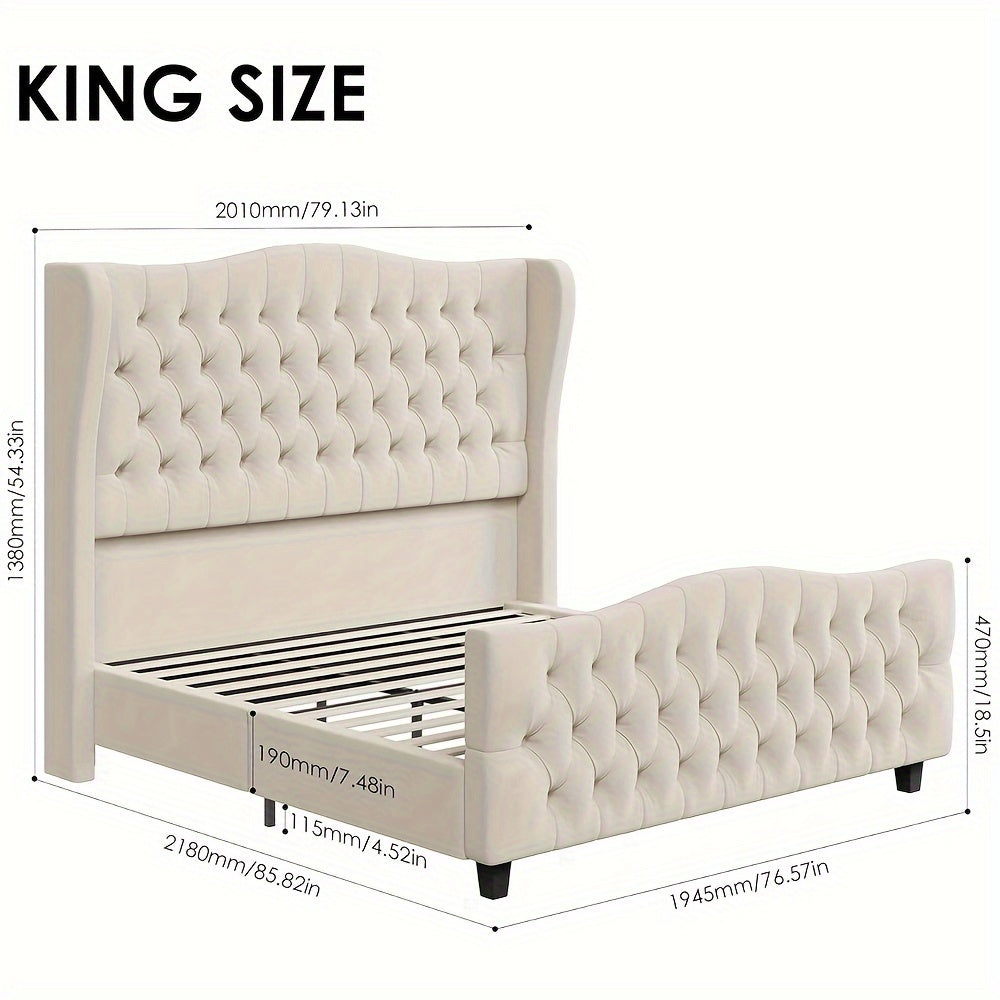 full queen king 54 3 tall bed frame wingback headboard - Temu