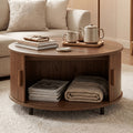 32 round fluted coffee table storage wood coffee table - Temu