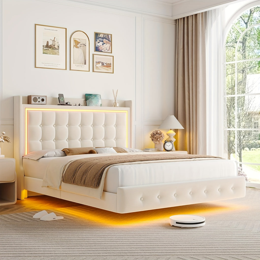 floating bed frame charging station type c usb ports - Temu