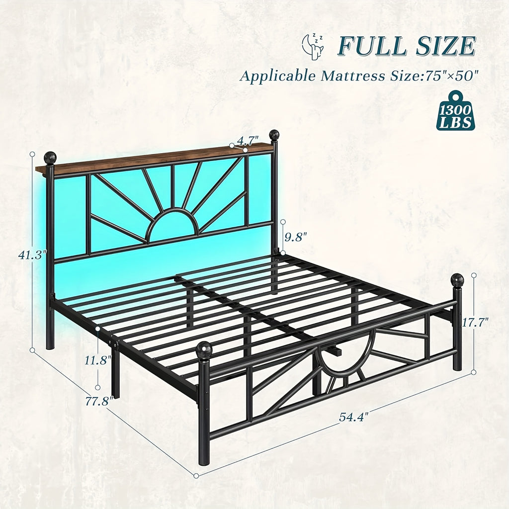 twin full queen metal bed frames led lights strong metal - Temu