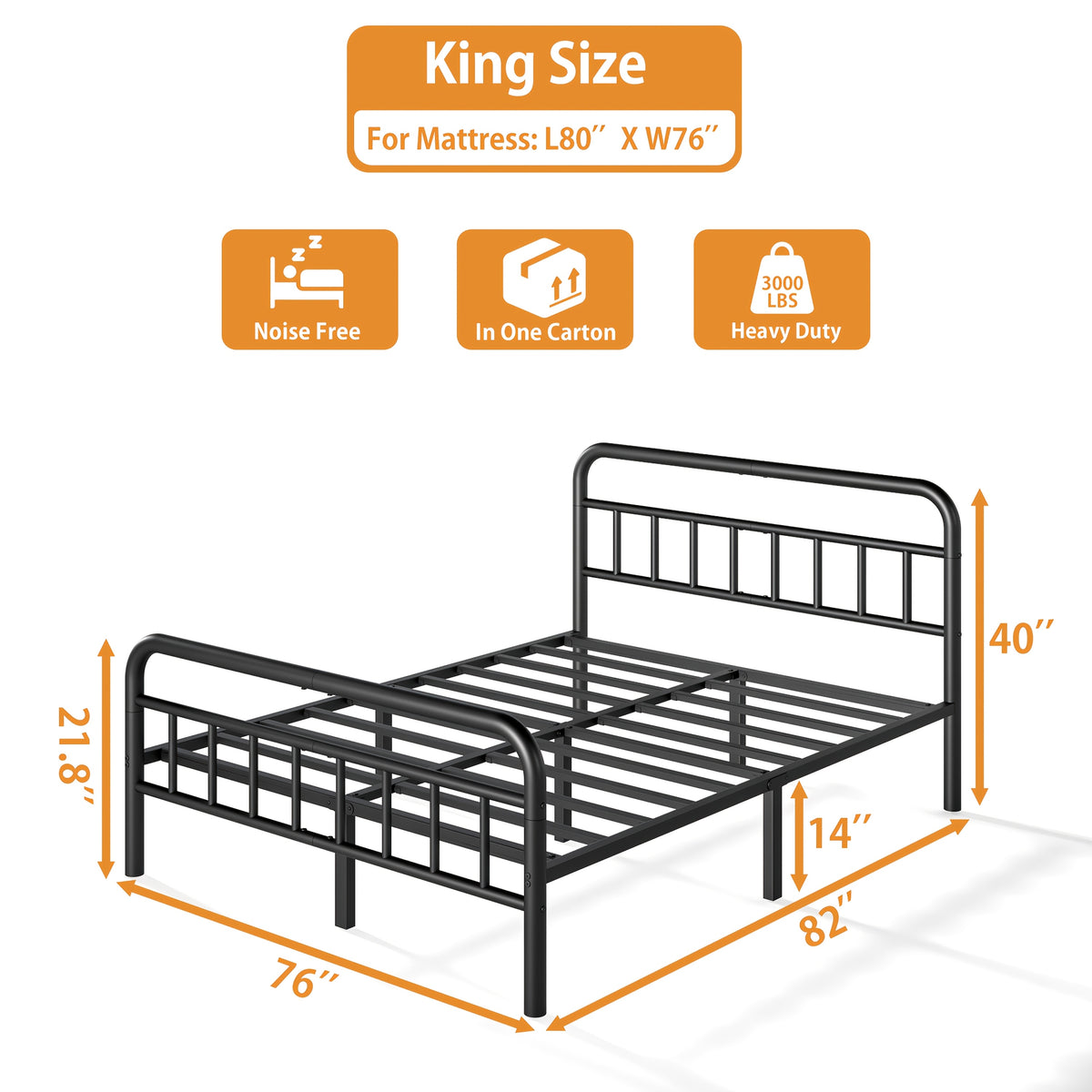 14 metal bed frames   spring needed platform bed noise - Temu