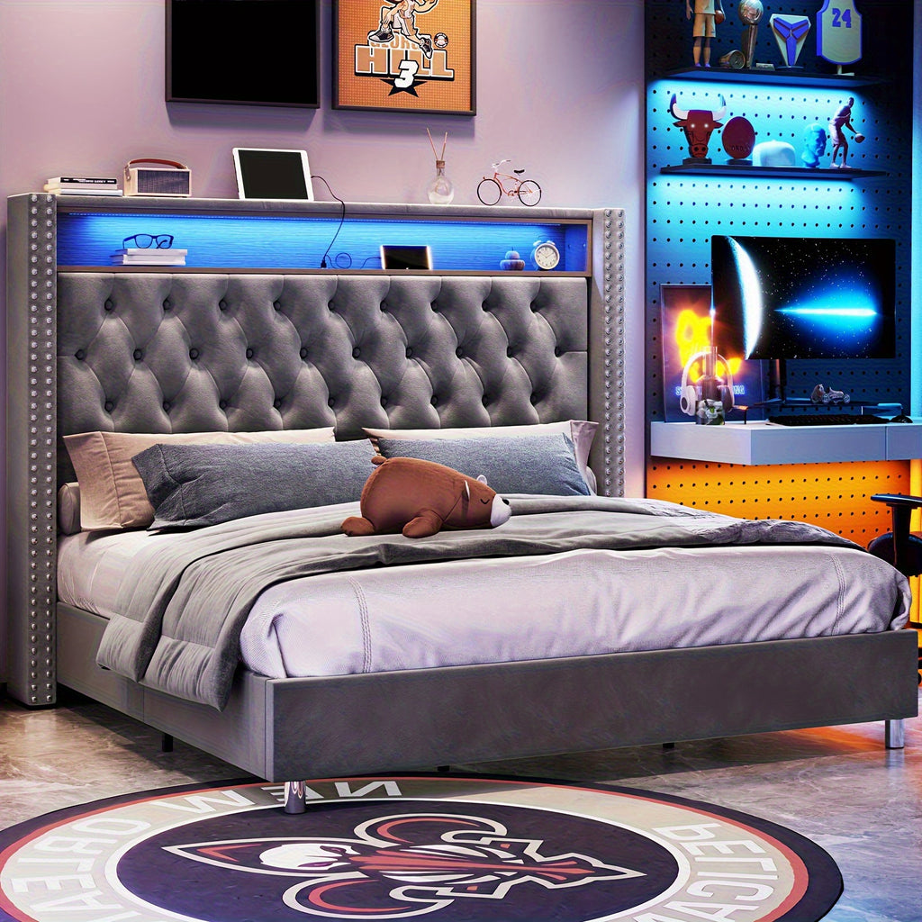 bed frame 53 6 inch tall headboard led lights - Temu
