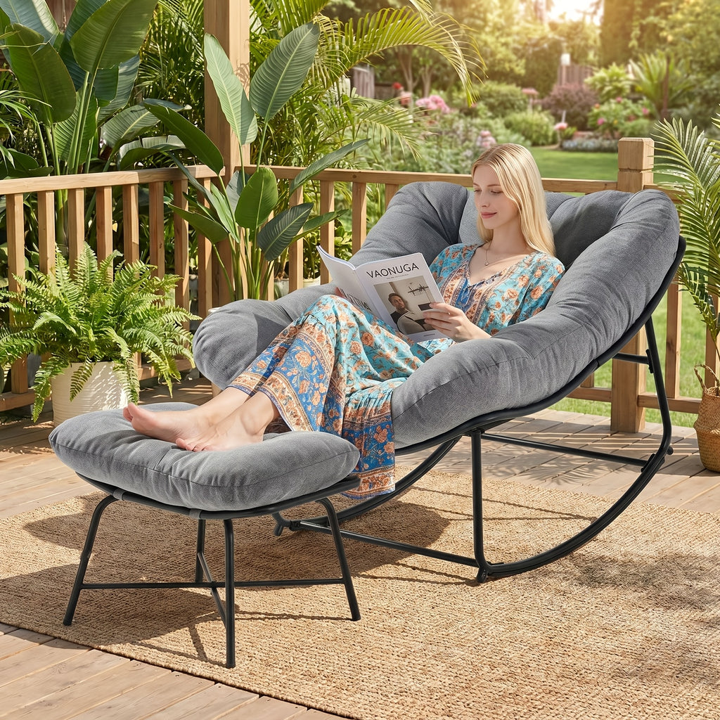extra large paapsan rocking chair thick cushion footstool - Temu