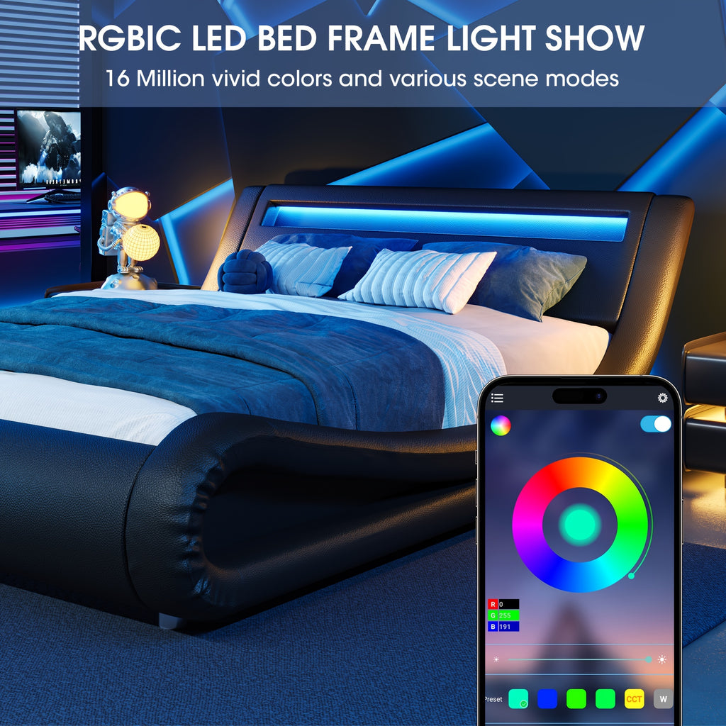 bed frame rgbw led lights headboard low - Temu