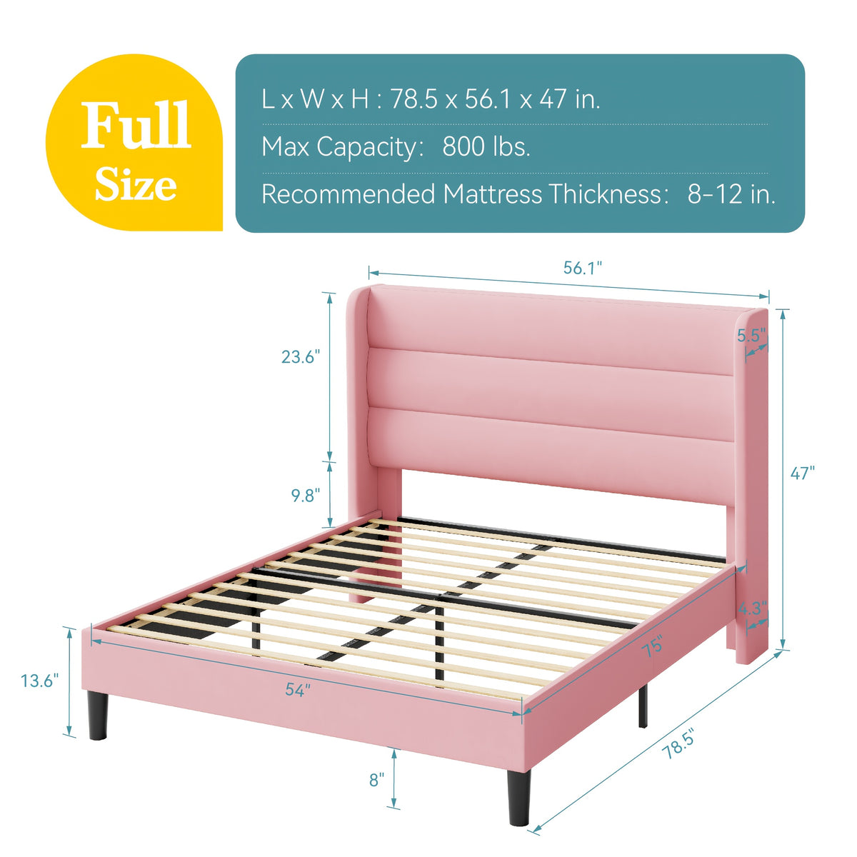 modern wingback platform bed frame velvet upholstered - Temu