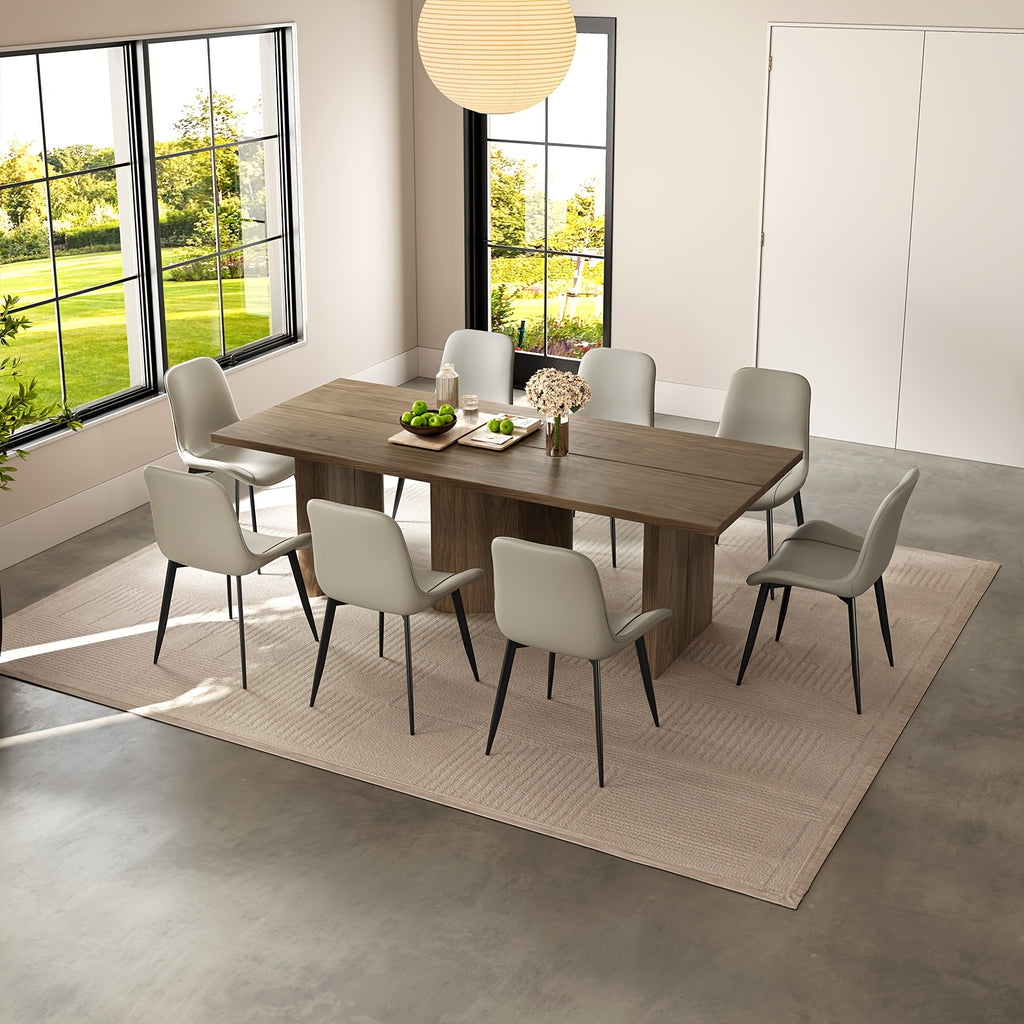 modern oak grain dining table set large tabletop stable 3d - Temu