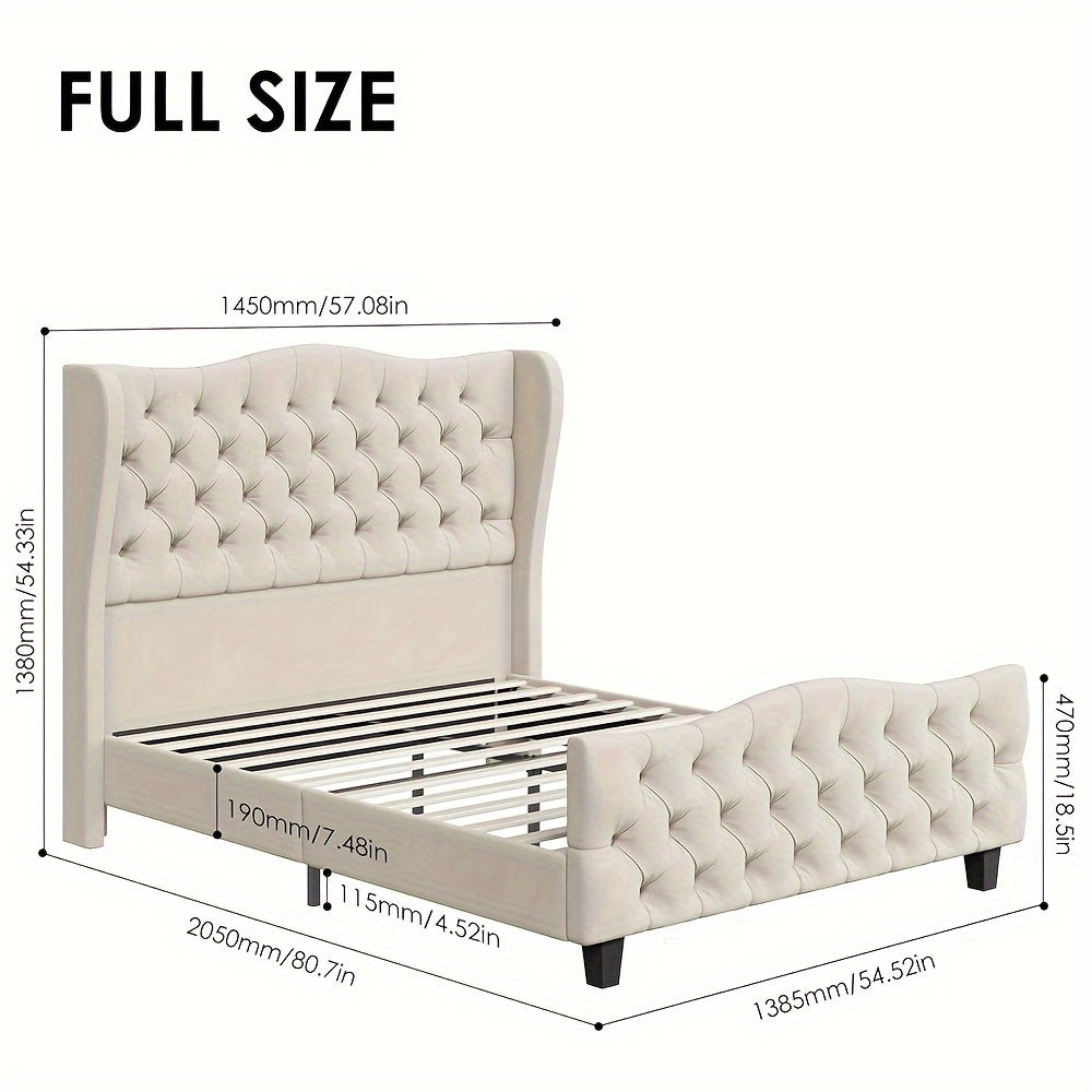full queen king 54 3 tall bed frame wingback headboard - Temu