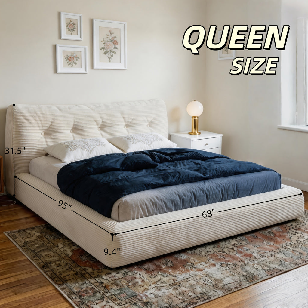 king queen full size bed upholstered corduroy bed frame - Temu
