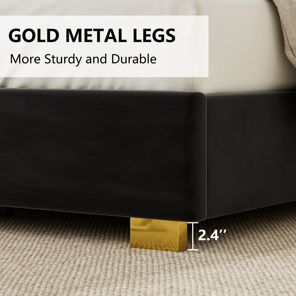 modern upholstered bed frame 65 headboard golden - Temu