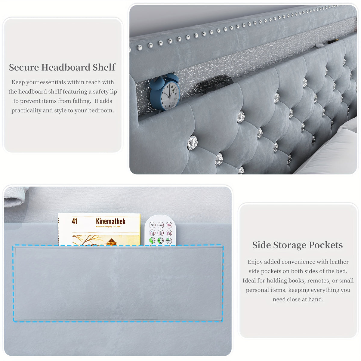 queen size bed frame led lights upholstered bed - Temu