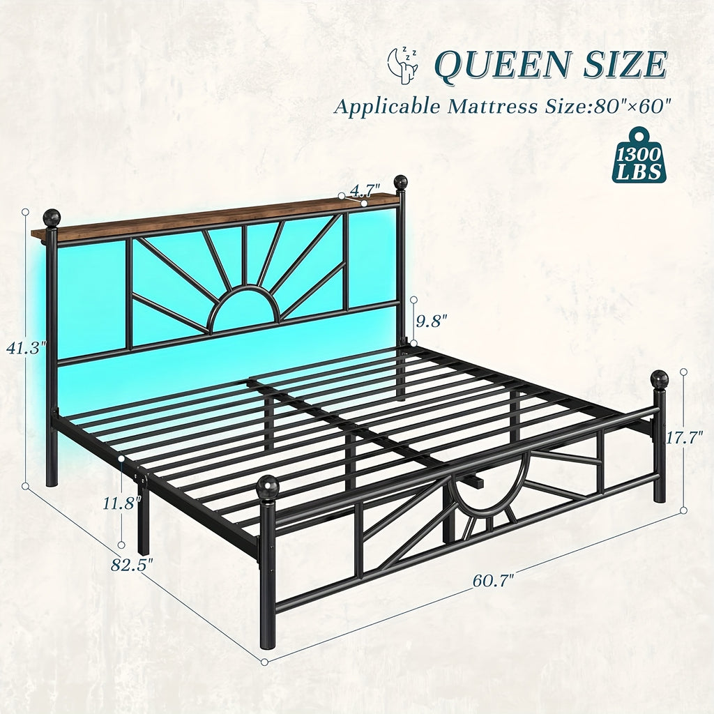 twin full queen metal bed frames led lights strong metal - Temu