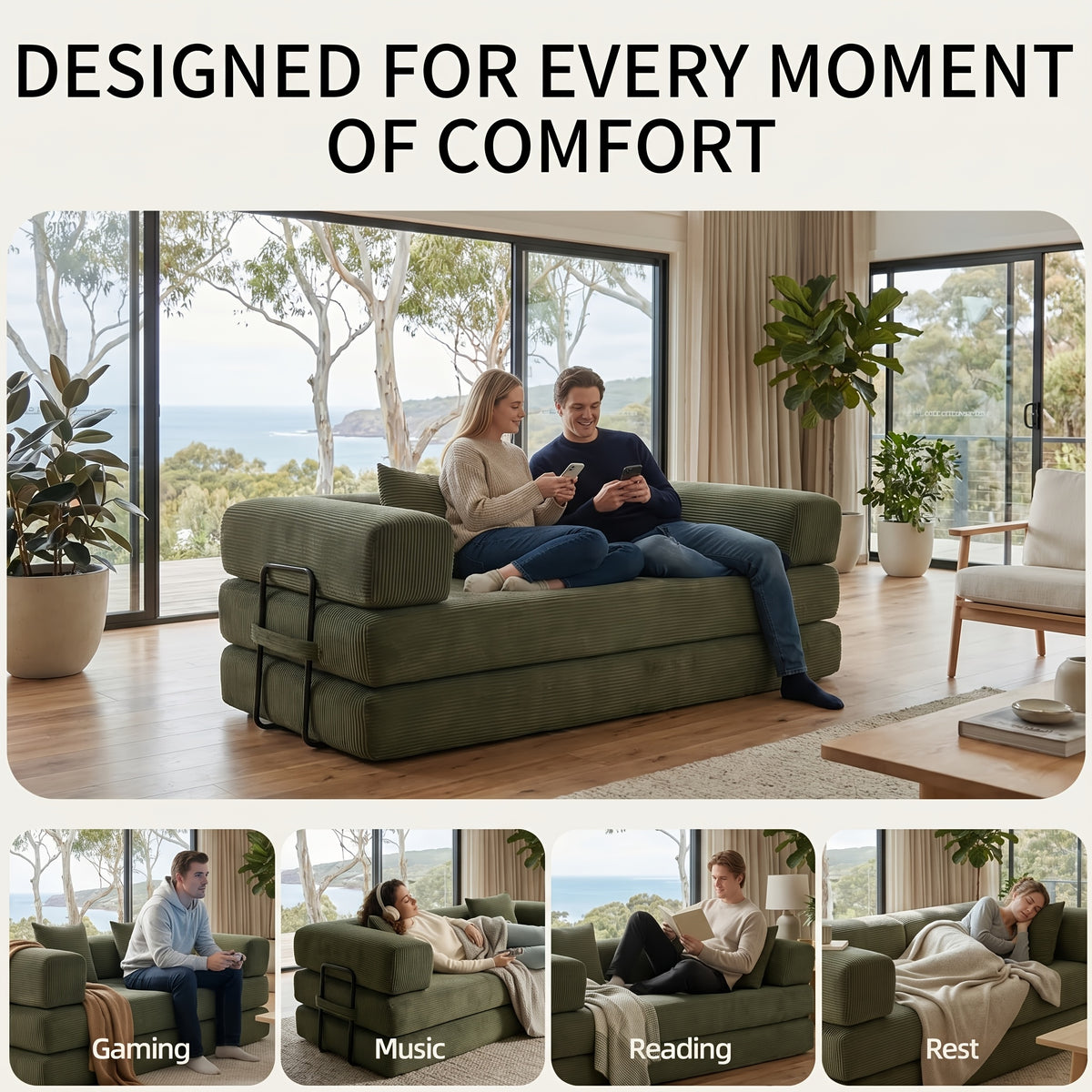 foldable sleeper sofa bed foam frame chenille upholstery - Temu