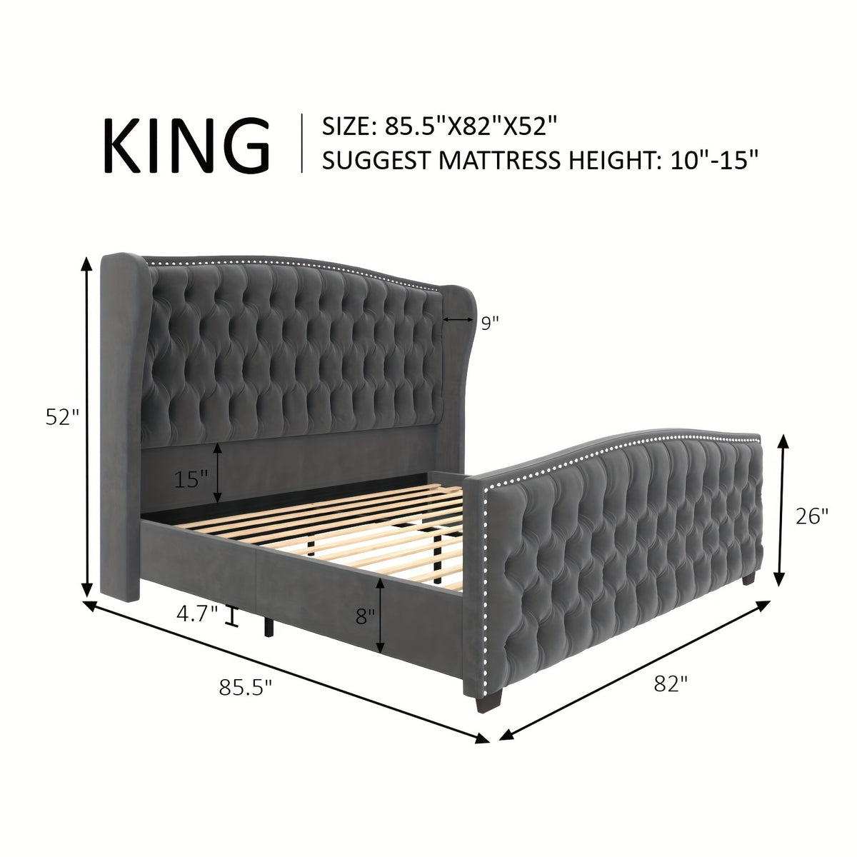 platform bed frame velvet upholstered bed deep button tufted - Temu