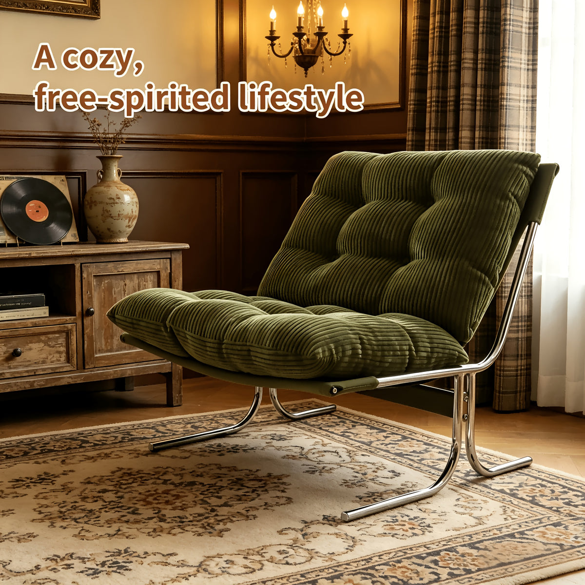 faux leather accent chair chrome metallegs armless modern - Temu