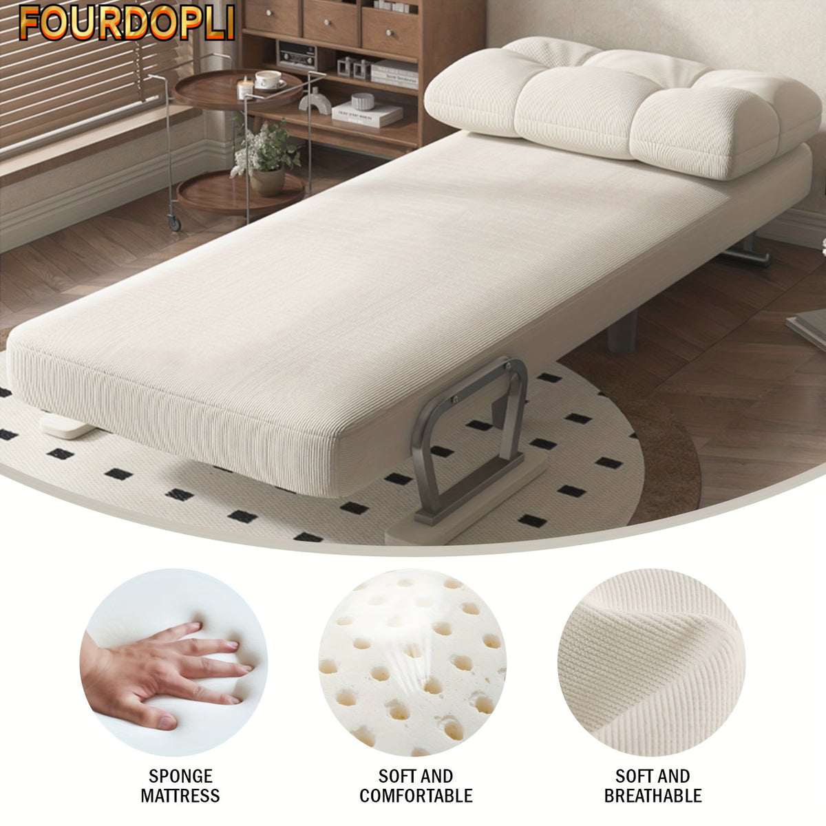 large folding chair bed silvery armrest corduroy sofa 5 - Temu