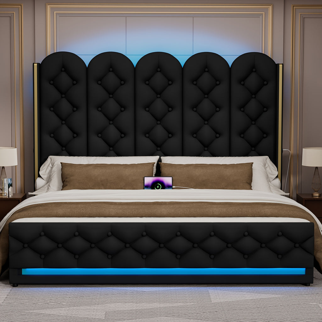 upholstered bed frame lift storage bed tall bed frame camas - Temu