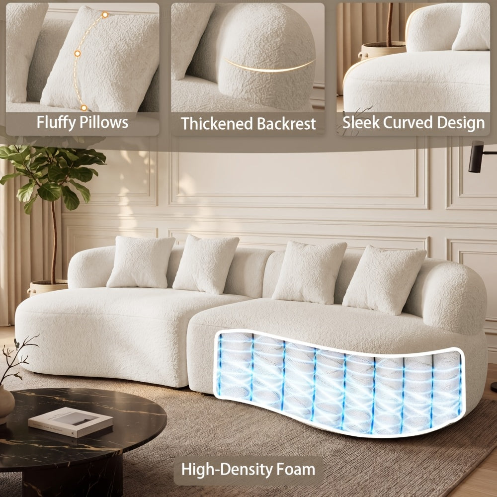modern chenille compression curved sofa 2 throw pillows - Temu