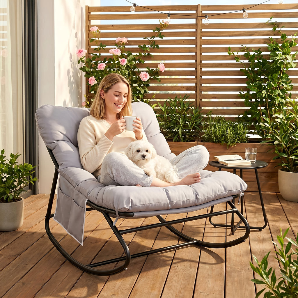 outdoor papasan rocking chair lounge chair cushion sturdy - Temu