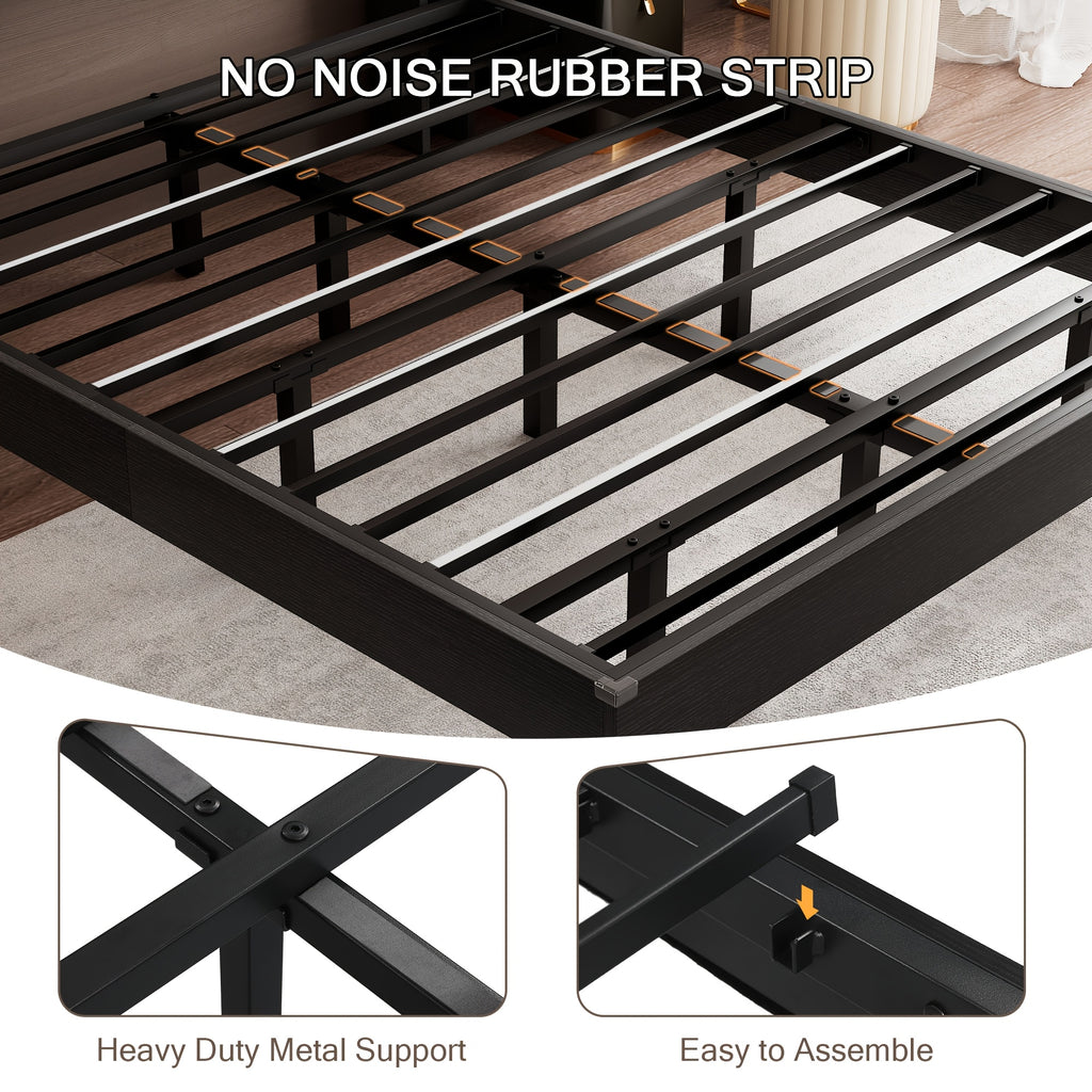 floating bed frame led lights charging station heavy duty - Temu