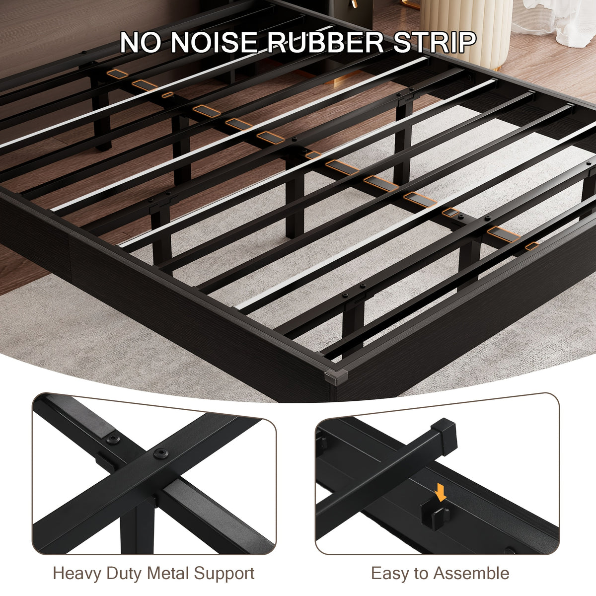 floating bed frame led lights charging station heavy duty - Temu