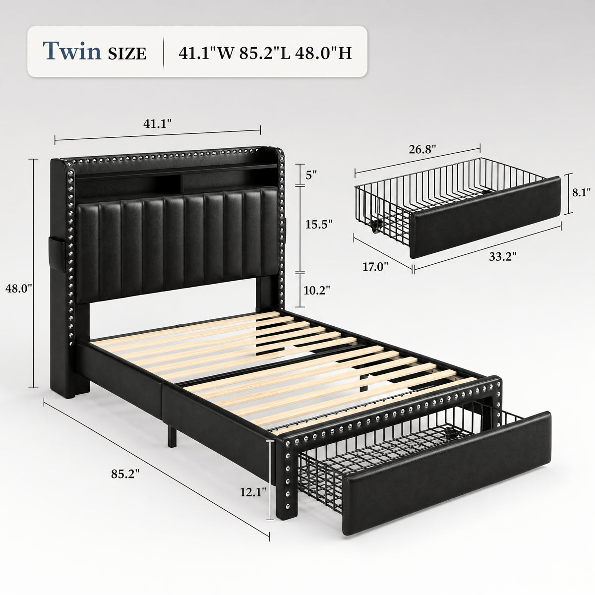 queen king size upholstered platform bed frame faux leather - Temu