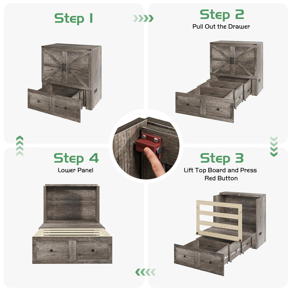 6 memory foam murphy bed wall bed storage drawer usb - Temu