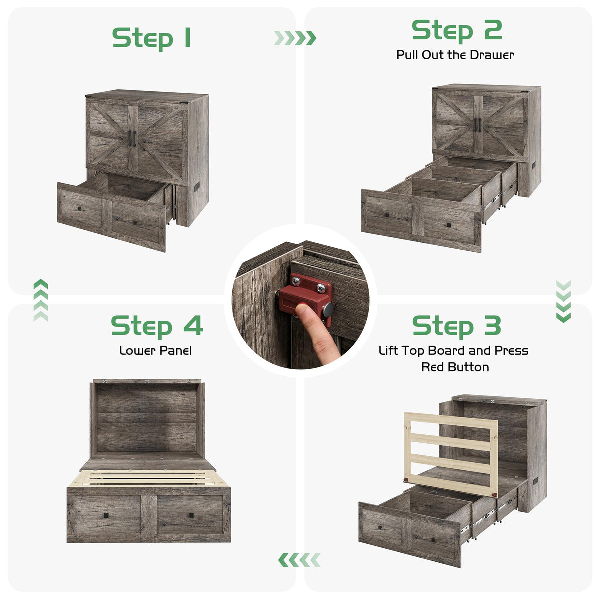 6 memory foam murphy bed wall bed storage drawer usb - Temu