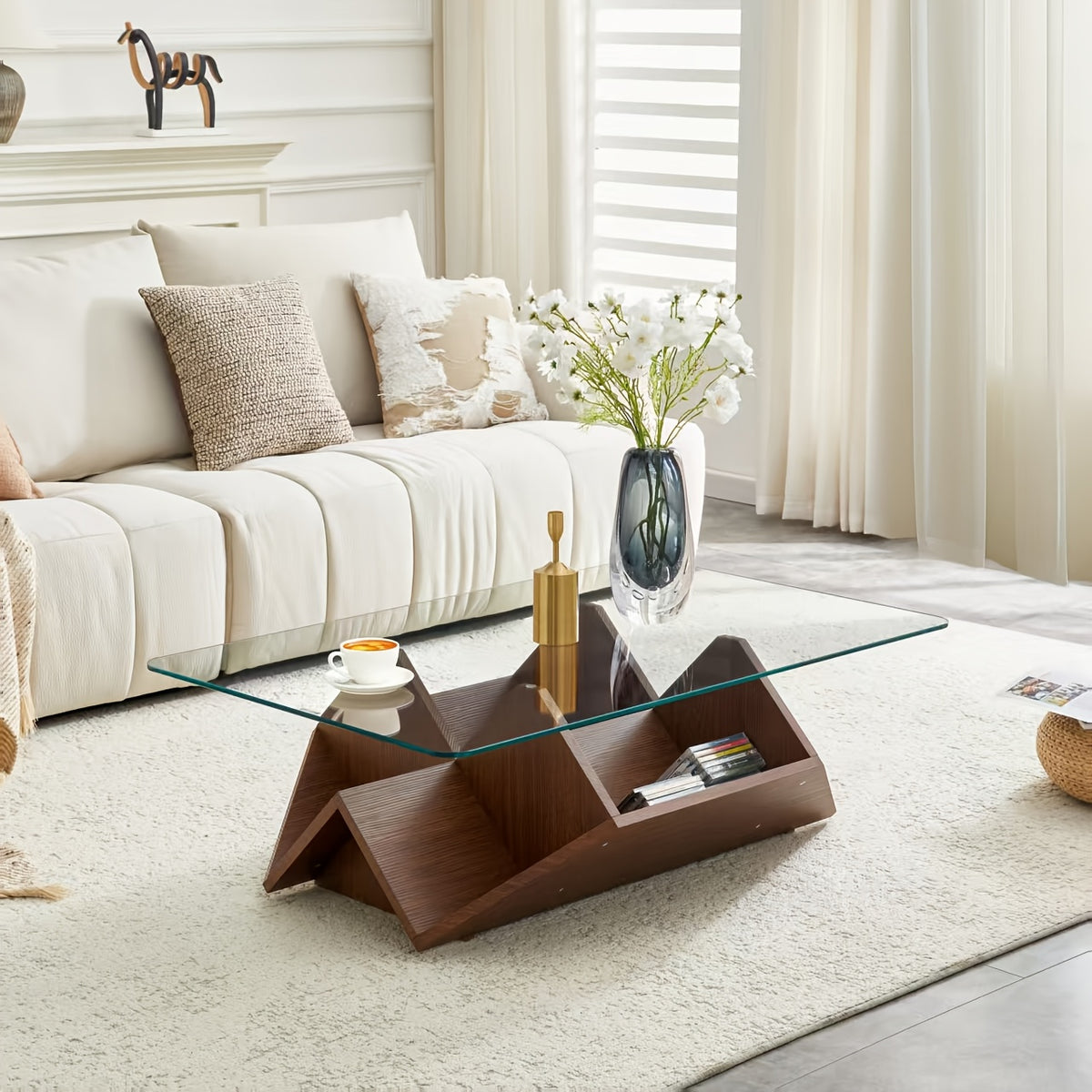 coffee table modern   tempered glass mdf - Temu