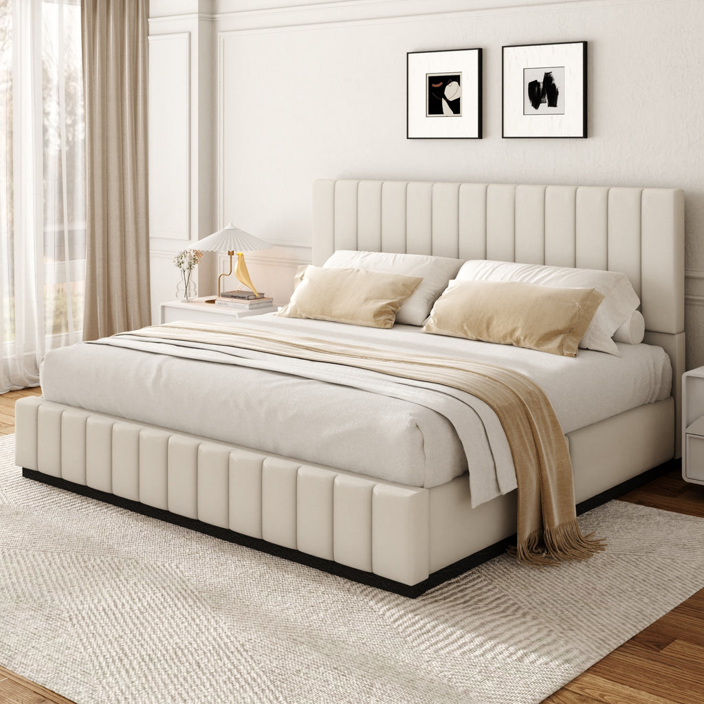 king bed frame 47 2 tall headboard vertical channel tufted - Temu