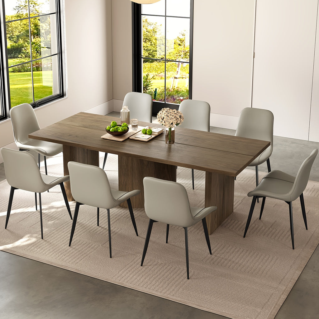 modern oak grain dining table set large tabletop stable 3d - Temu