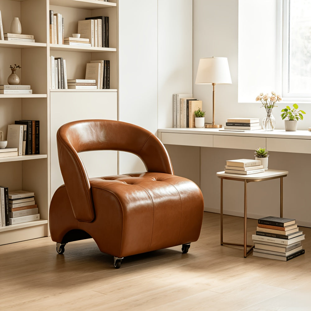 mobile universal wheel leather living room single chair home - Temu