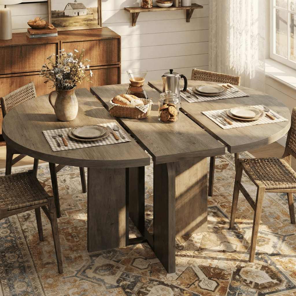 47 63 extendable round dining room table 4 8 farmhouse - Temu