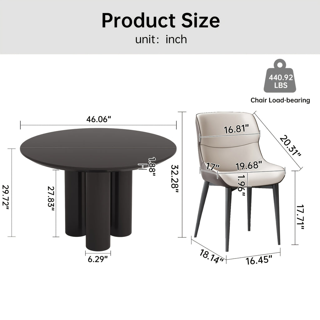 46 06 black dining table set 2 4 chairs modern round kitchen - Temu