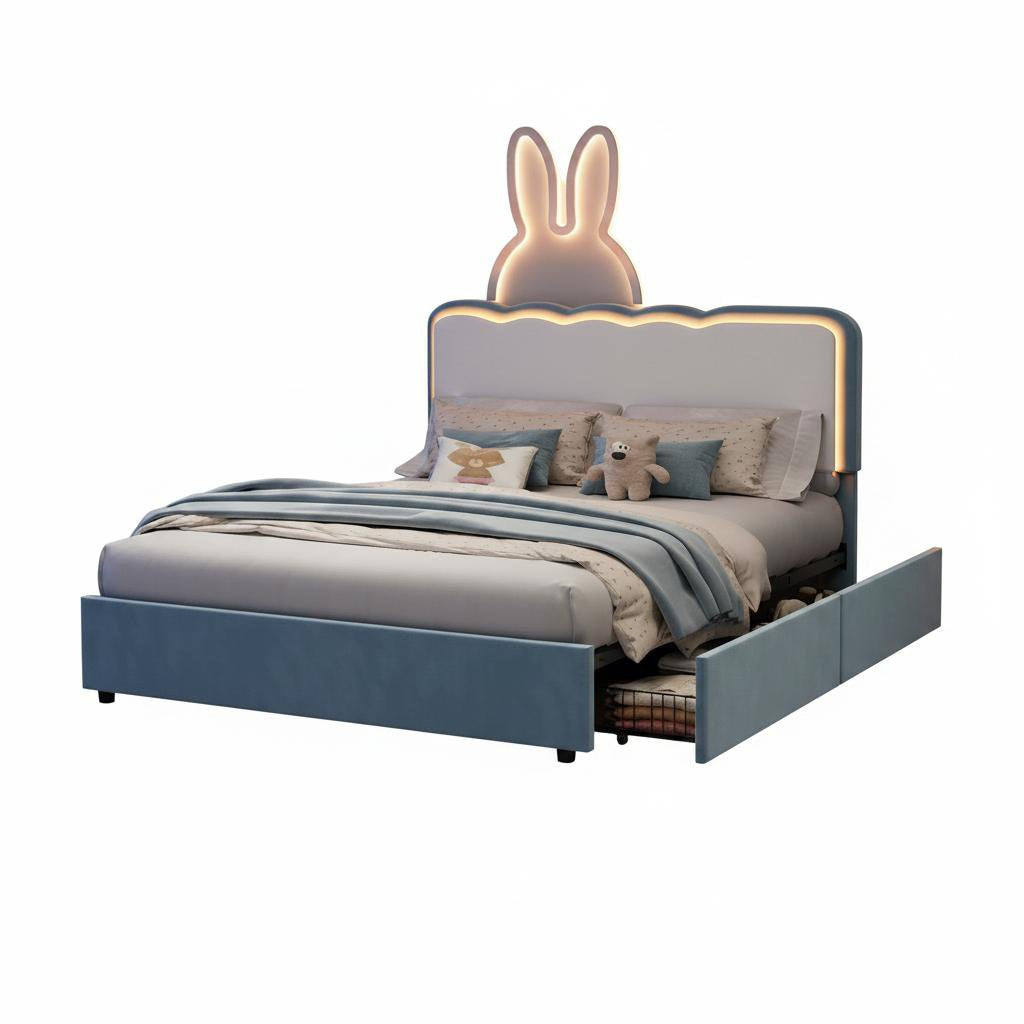 modern upholstered platform bed frame wave shaped headboard - Temu