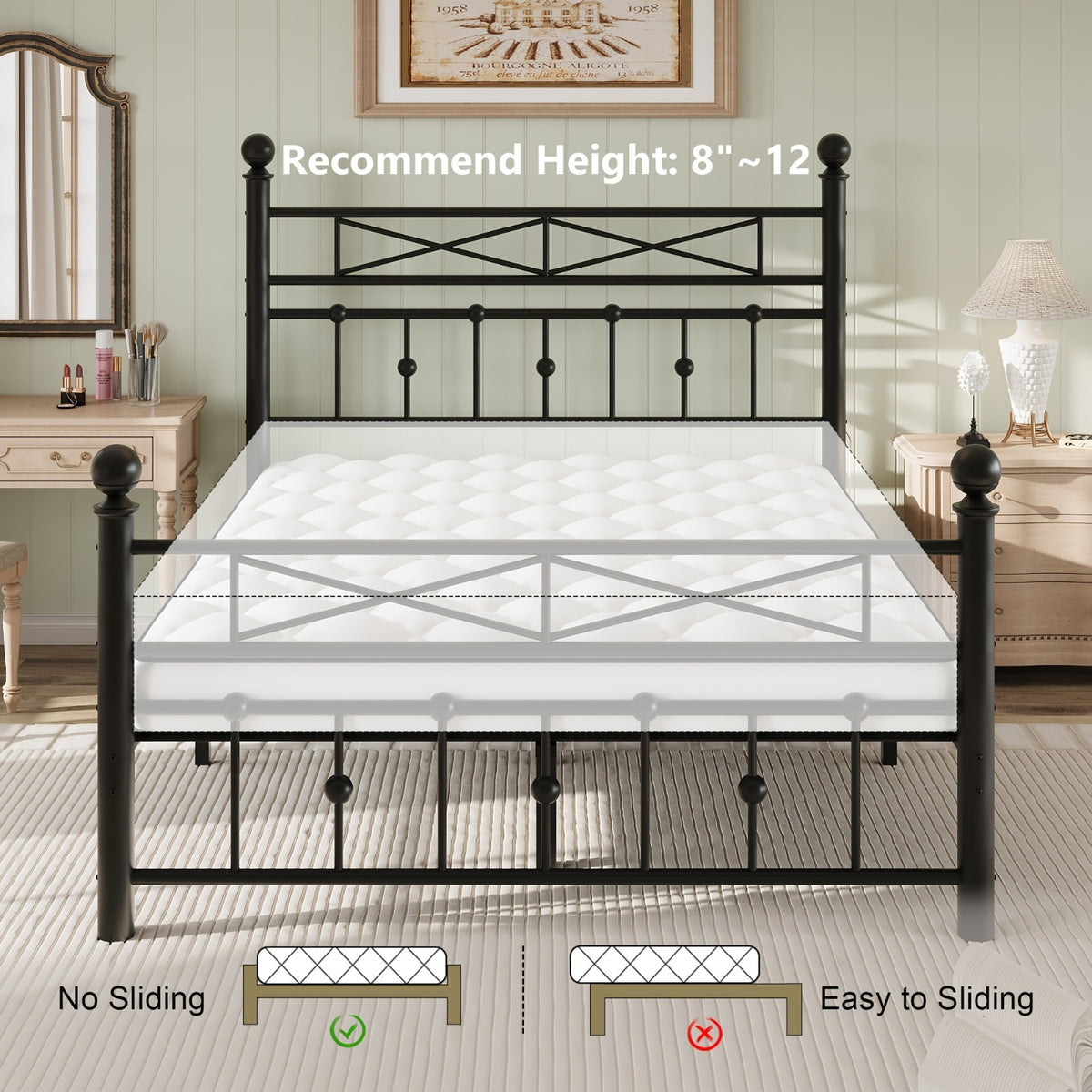 heavy duty metal bed frame led lights   bed side - Temu