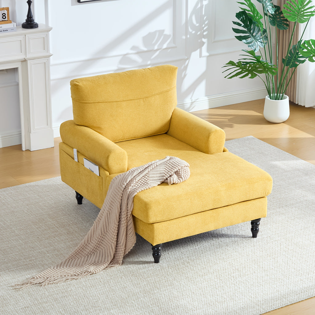 modern chenille chaise lounge comfortable backrest armrests - Temu