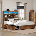 led bookcase headboard bed frame featuring a charging - Temu