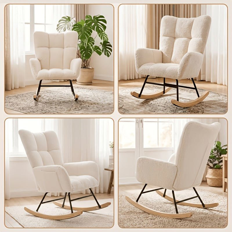 teddy upholstered rocking chair comfy glider rocker high - Temu