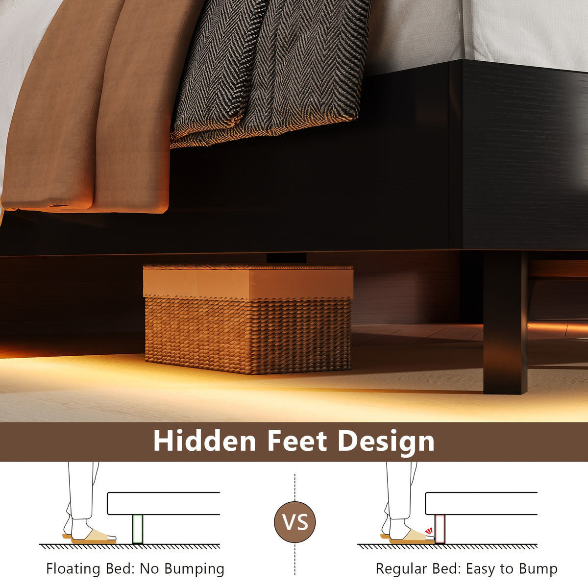 modern bed frame led lightings storage headboard - Temu