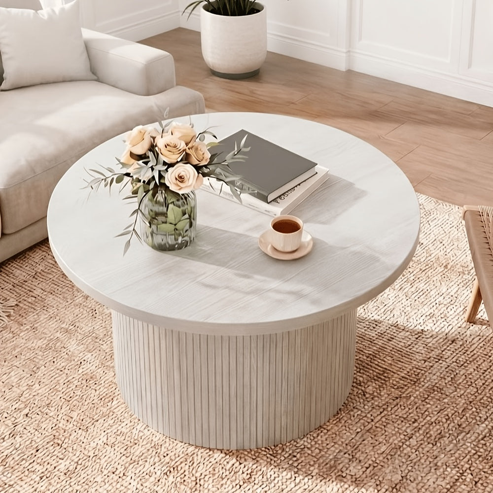 30 round coffee table modern fluted coffee table wood center - Temu