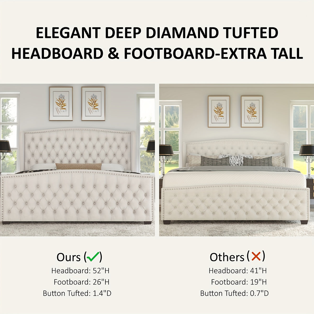 platform bed frame velvet upholstered bed deep button tufted - Temu