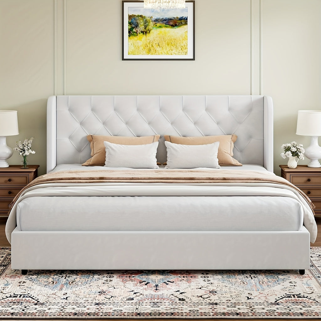 upholstered bed frame a full queen king size featuring a - Temu