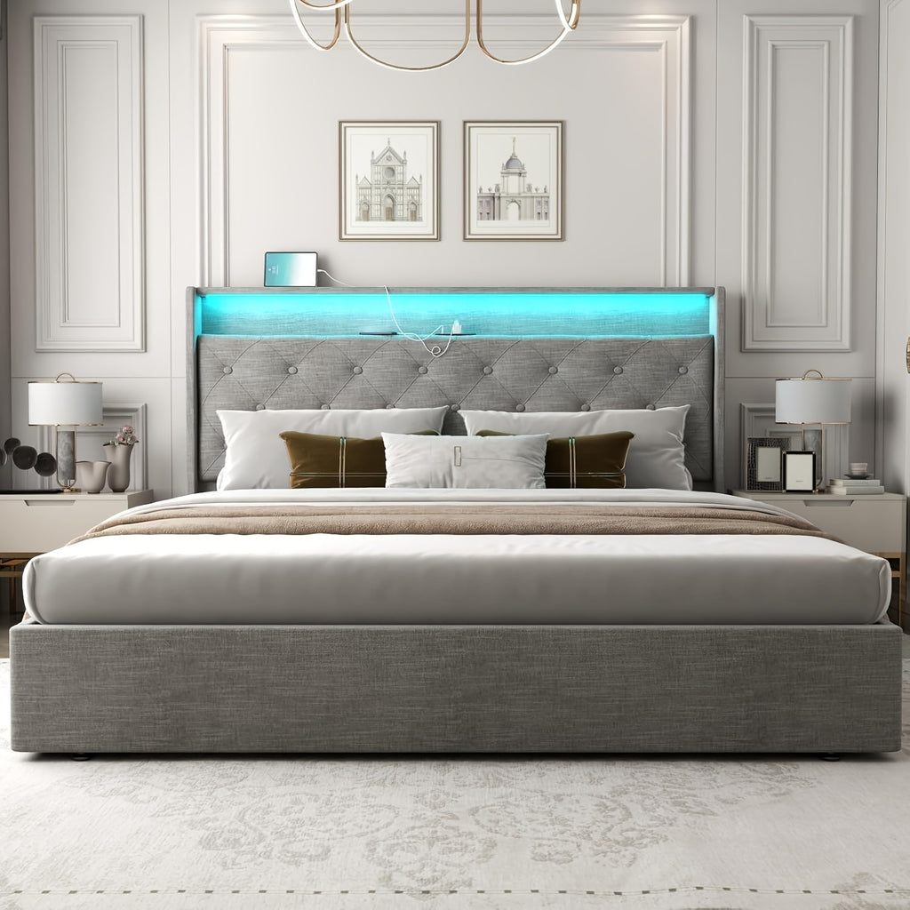 hydraulic lift upholstered bed frame   bed - Temu