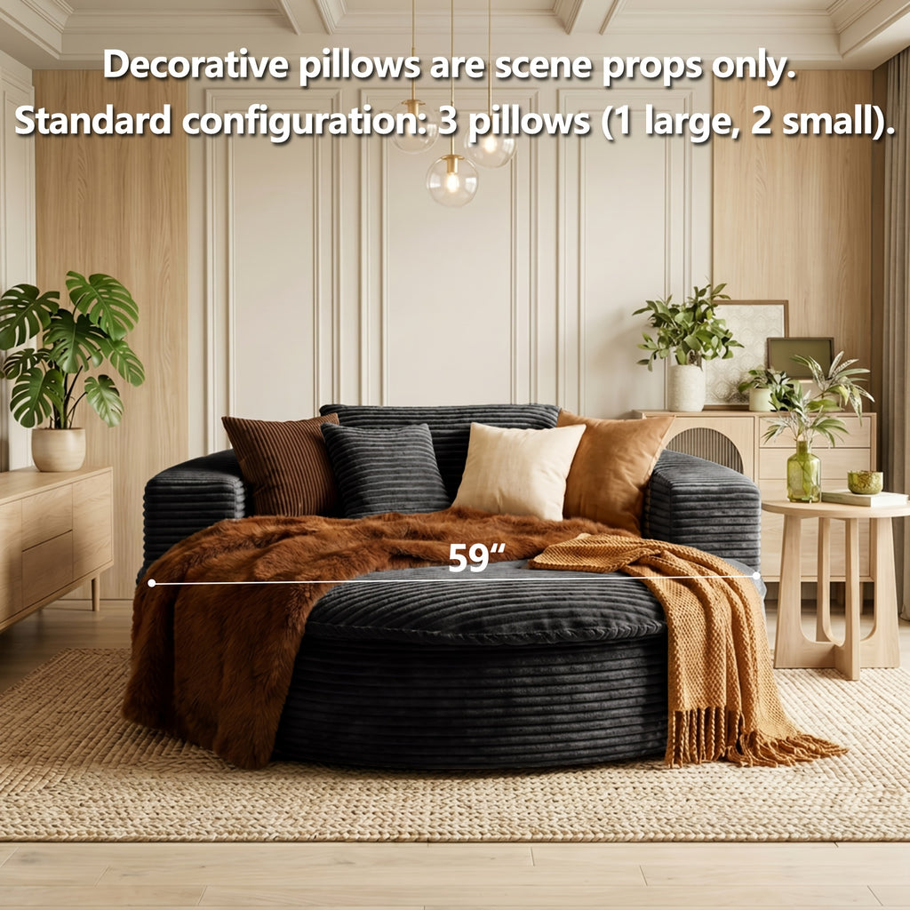 oversized round   lounge chaise extra wide corduroy - Temu