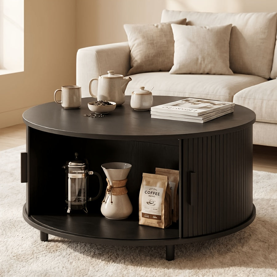 32 round fluted coffee table storage   century modern - Temu