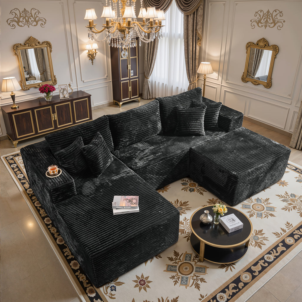 modern 108 inch convertible sectional sofa   4 pillows - Temu